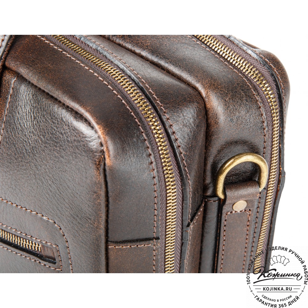 Кожаная мужская сумка-рюкзак "Генри" (коричневый эксклюзив)